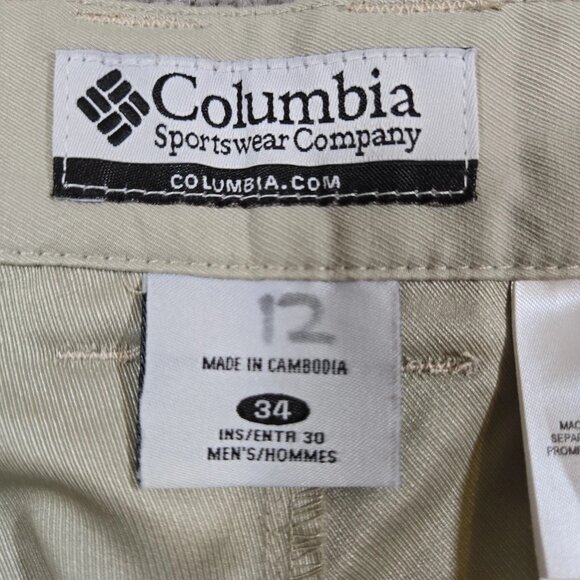 Columbia Pants Mens 34 Khaki Chino‎ Straight Leg Flat Front Outdoor Pockets - Picture 8 of 9